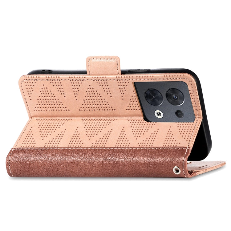 For OPPO Reno8 Grid Leather Flip Phone Case