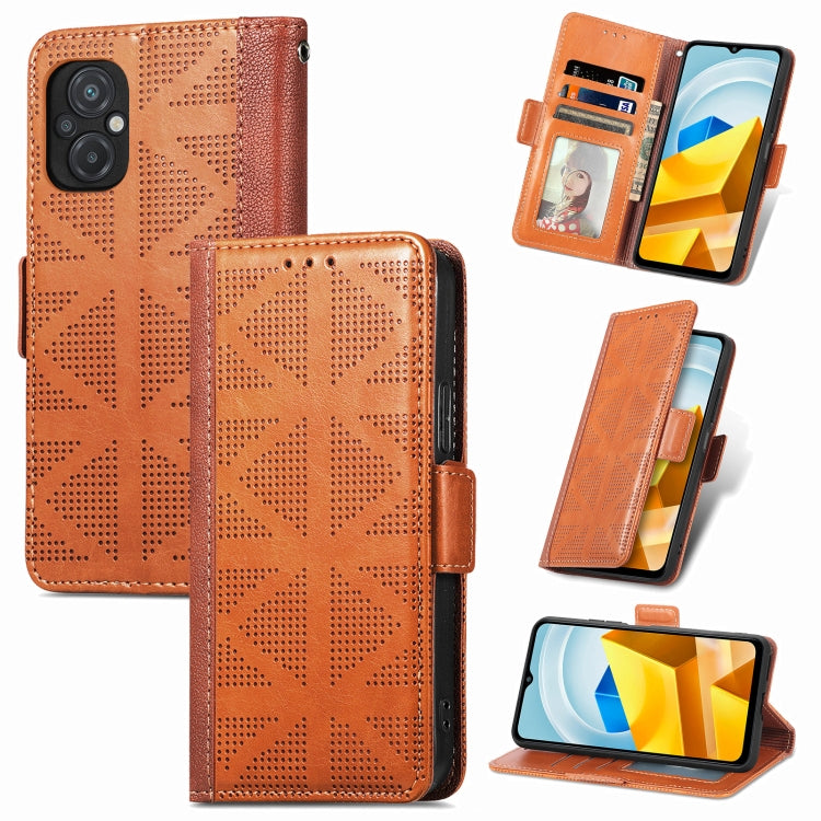 For Xiaomi Poco M5 Grid Leather Flip Phone Case