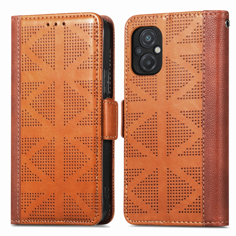 For Xiaomi Poco M5 Grid Leather Flip Phone Case