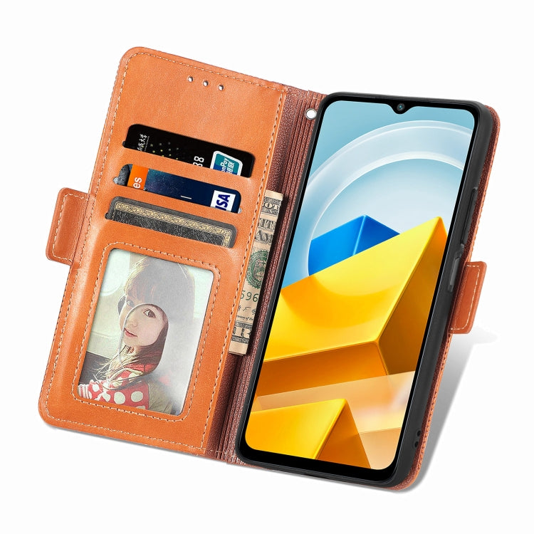 For Xiaomi Poco M5 Grid Leather Flip Phone Case