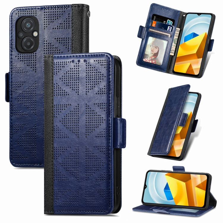 For Xiaomi Poco M5 Grid Leather Flip Phone Case