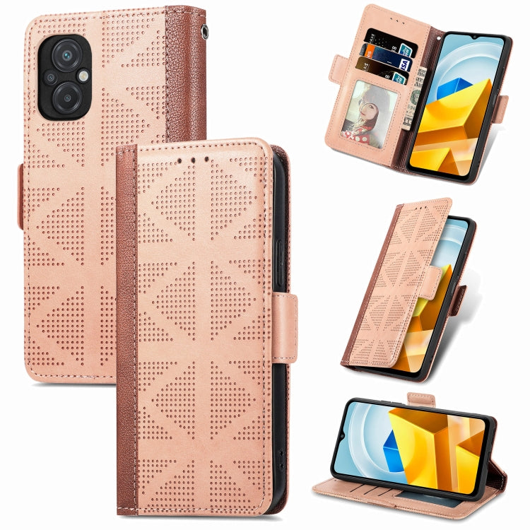 For Xiaomi Poco M5 Grid Leather Flip Phone Case