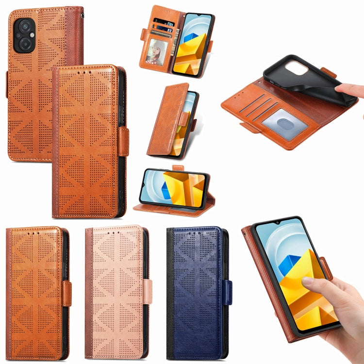 For Xiaomi Poco M5 Grid Leather Flip Phone Case