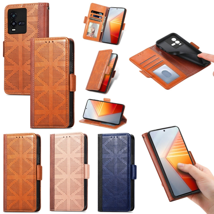 For vivo iQOO 10 Grid Leather Flip Phone Case