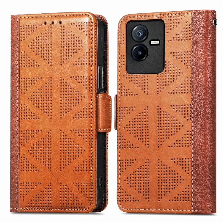 For vivo T2X Grid Leather Flip Phone Case