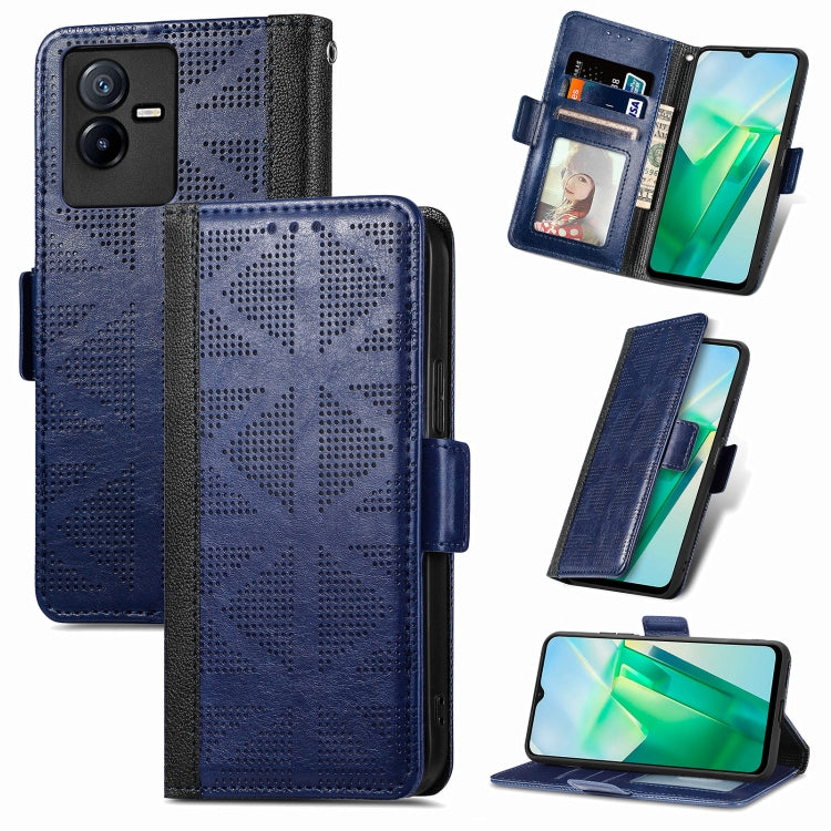 For vivo T2X Grid Leather Flip Phone Case