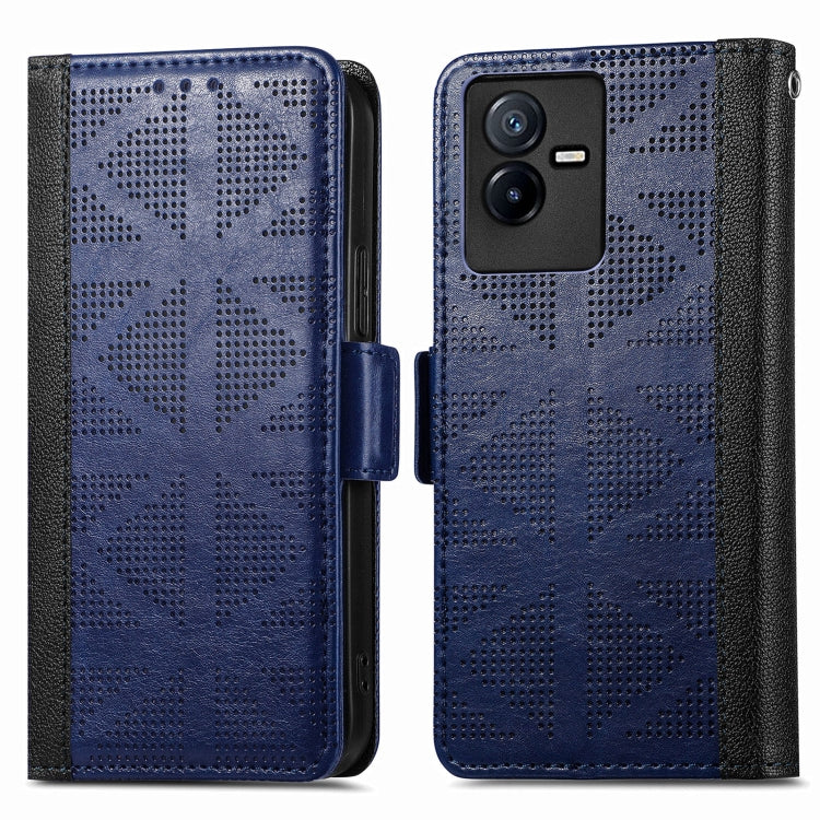 For vivo T2X Grid Leather Flip Phone Case