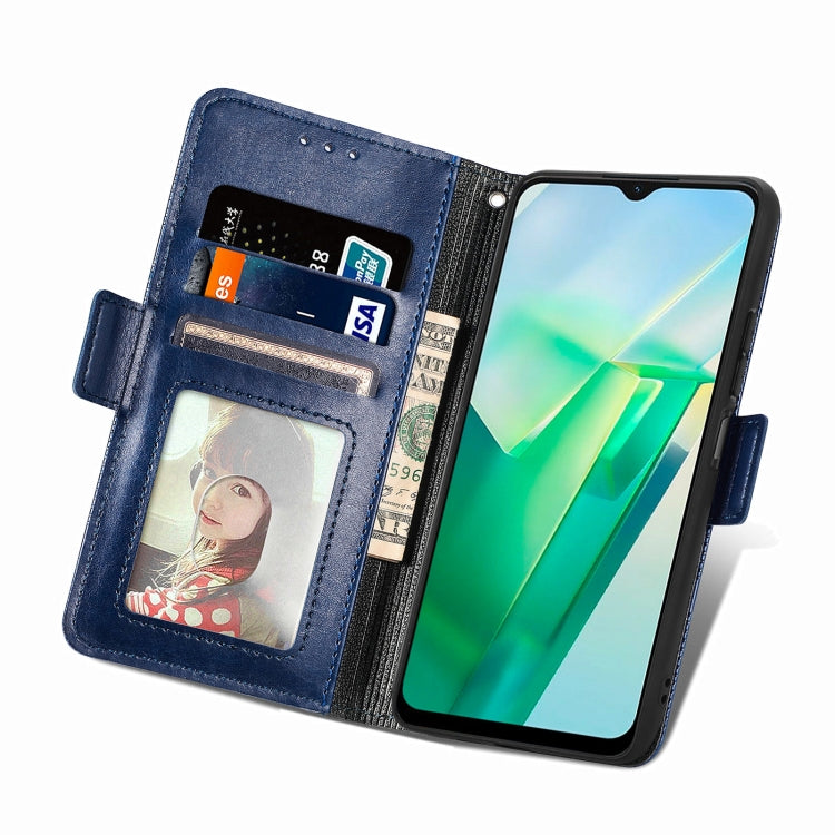 For vivo T2X Grid Leather Flip Phone Case