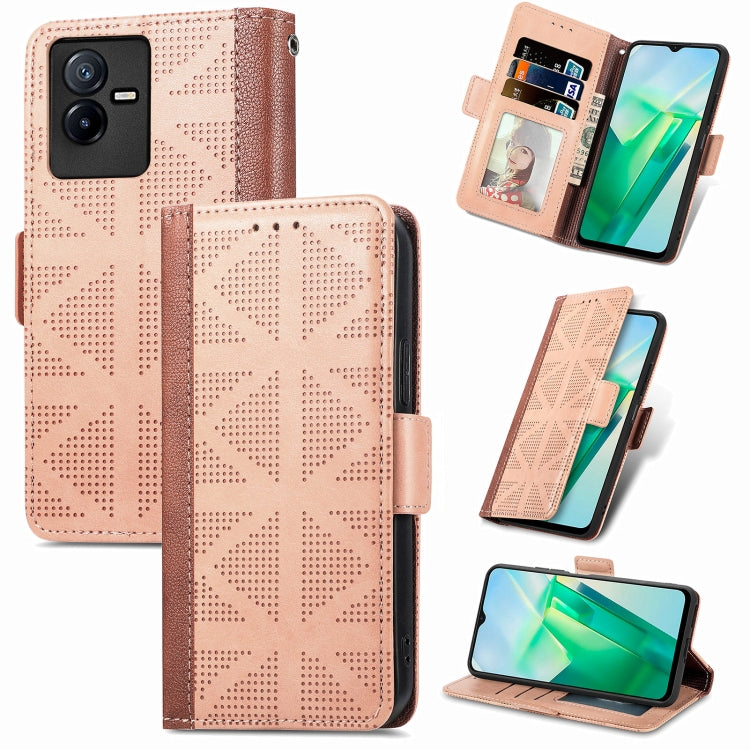 For vivo T2X Grid Leather Flip Phone Case
