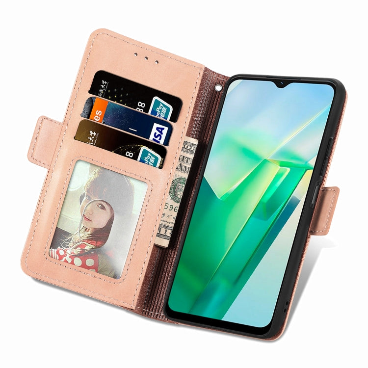 For vivo T2X Grid Leather Flip Phone Case