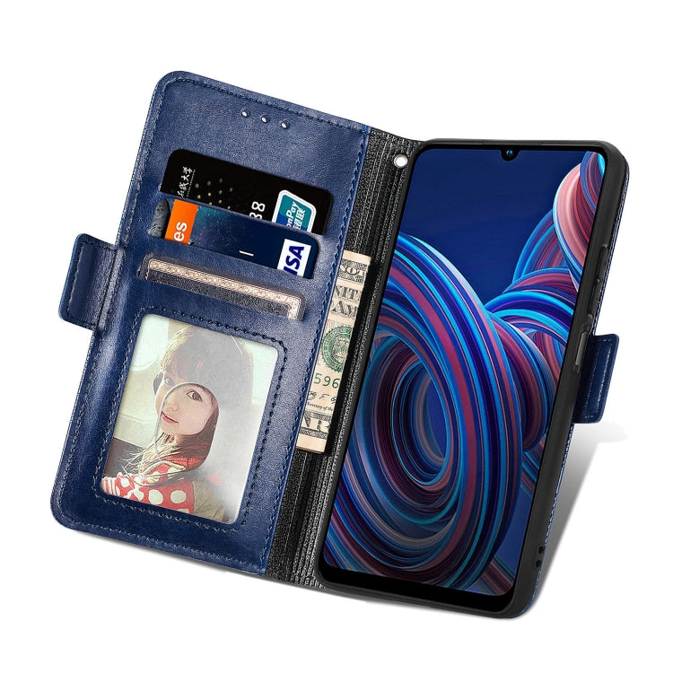 For ZTE Blade A72 4G Grid Leather Flip Phone Case