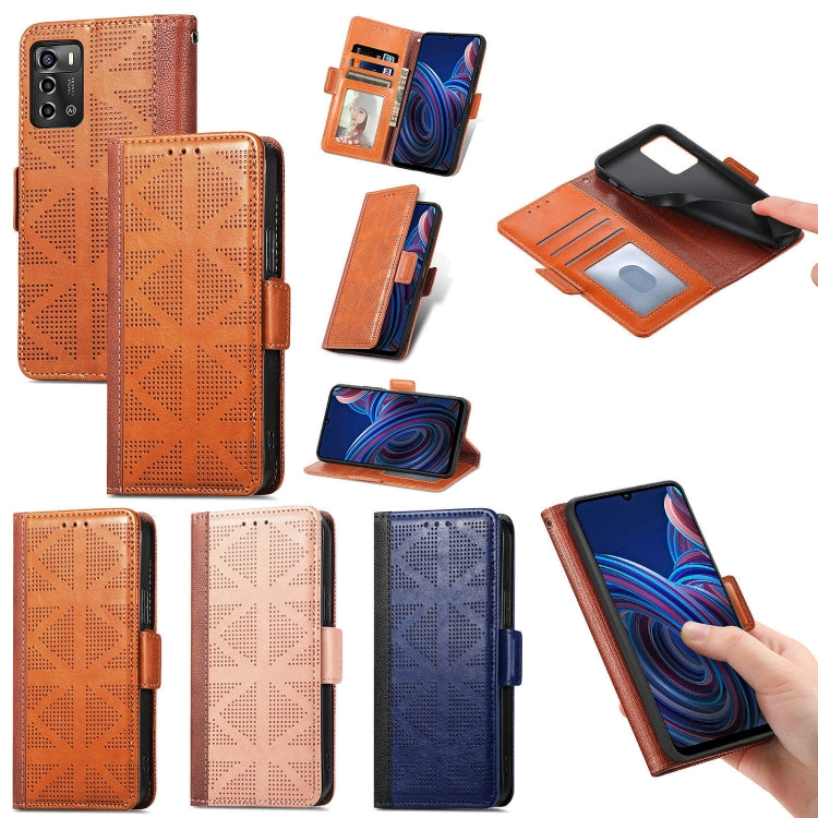 For ZTE Blade A72 4G Grid Leather Flip Phone Case