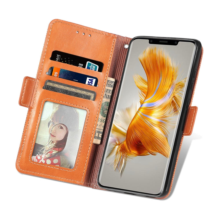 For Huawei Mate 50 Pro Grid Leather Flip Phone Case