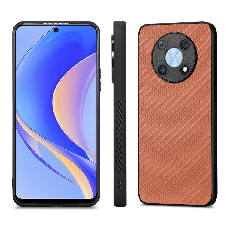 For Huawei Nova Y90 Carbon Fiber Texture Leather Back Cover Phone Case
