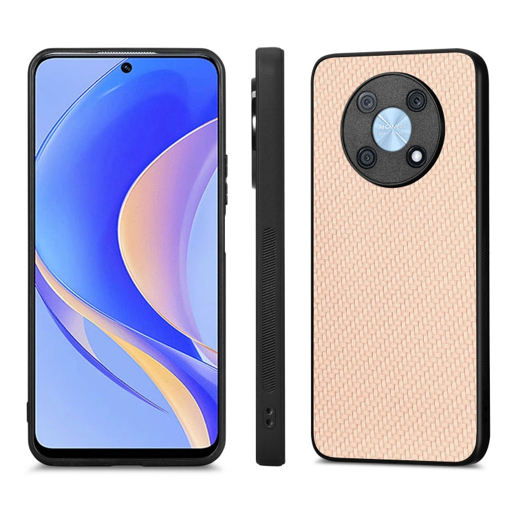For Huawei Nova Y90 Carbon Fiber Texture Leather Back Cover Phone Case