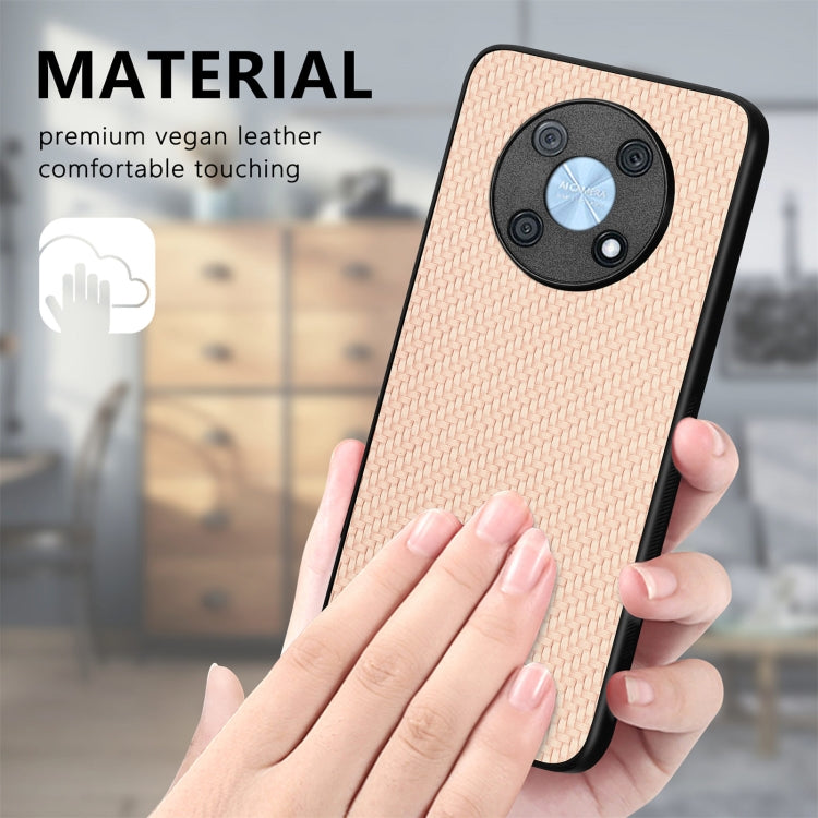For Huawei Nova Y90 Carbon Fiber Texture Leather Back Cover Phone Case