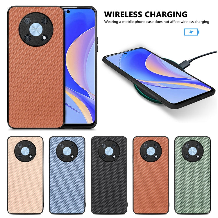 For Huawei Nova Y90 Carbon Fiber Texture Leather Back Cover Phone Case