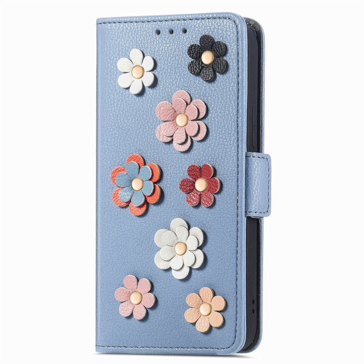 For Honor X8 5G Stereoscopic Flowers Leather Phone Case