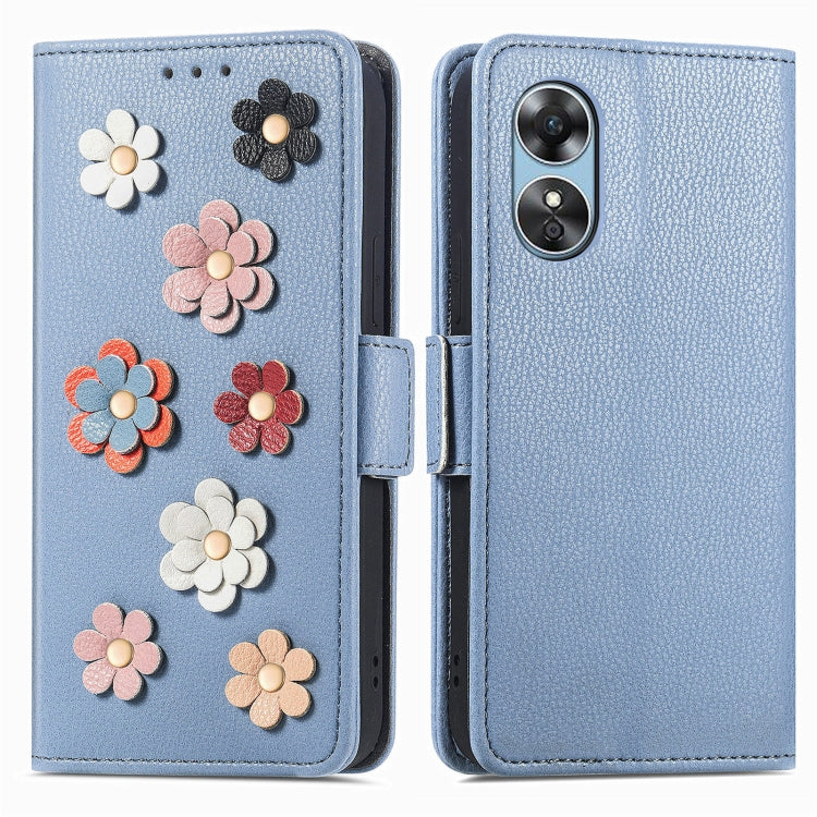 For OPPO A17 Stereoscopic Flowers Leather Phone Case