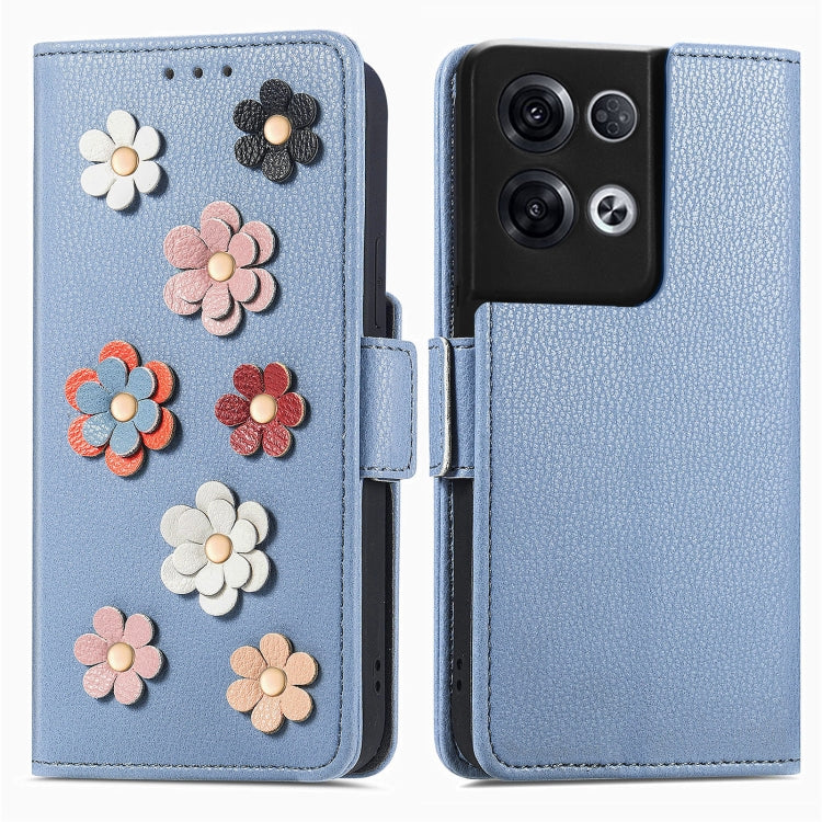 For OPPO Reno8 Pro Stereoscopic Flowers Leather Phone Case