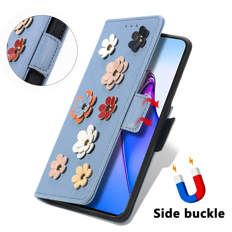 For OPPO Reno8 Pro Stereoscopic Flowers Leather Phone Case