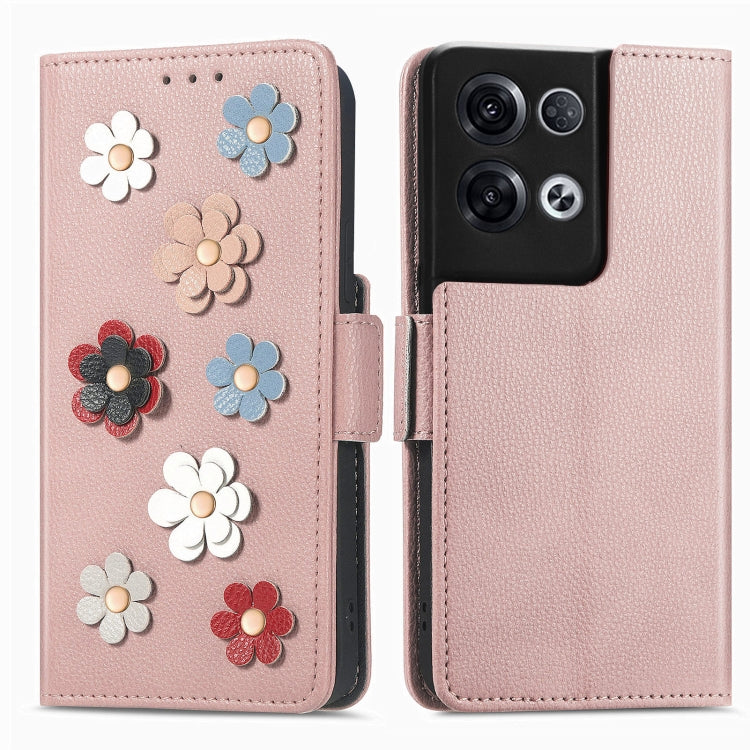 For OPPO Reno8 Pro Stereoscopic Flowers Leather Phone Case
