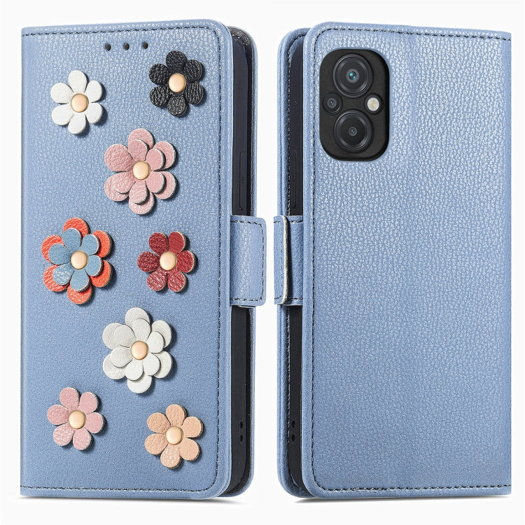 For Xiaomi Poco M5 Stereoscopic Flowers Leather Phone Case