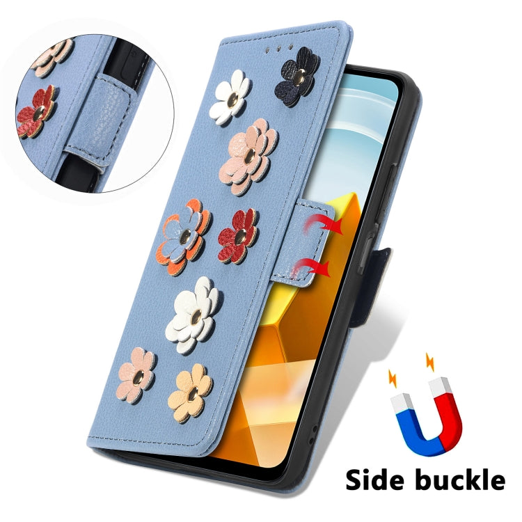 For Xiaomi Poco M5 Stereoscopic Flowers Leather Phone Case