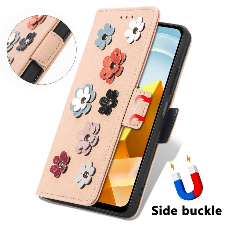 For Xiaomi Poco M5 Stereoscopic Flowers Leather Phone Case