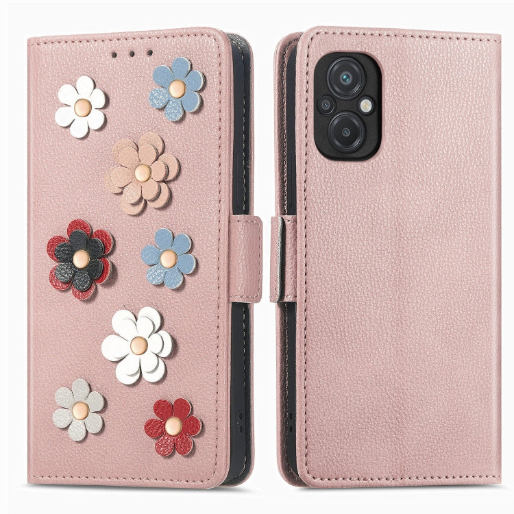 For Xiaomi Poco M5 Stereoscopic Flowers Leather Phone Case