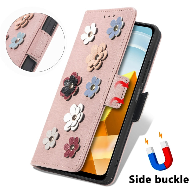 For Xiaomi Poco M5 Stereoscopic Flowers Leather Phone Case