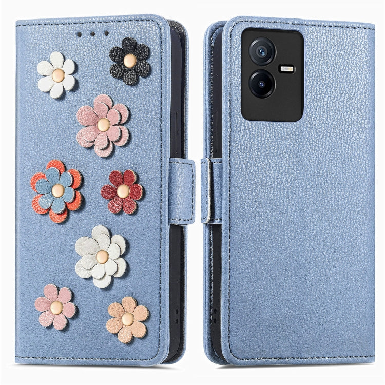 For vivo T2X Stereoscopic Flowers Leather Phone Case