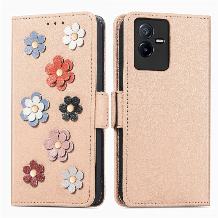 For vivo T2X Stereoscopic Flowers Leather Phone Case