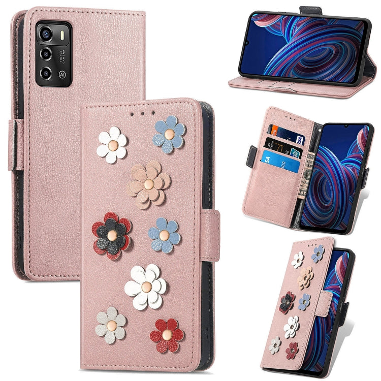 For ZTE Blade A72 4G Stereoscopic Flowers Leather Phone Case