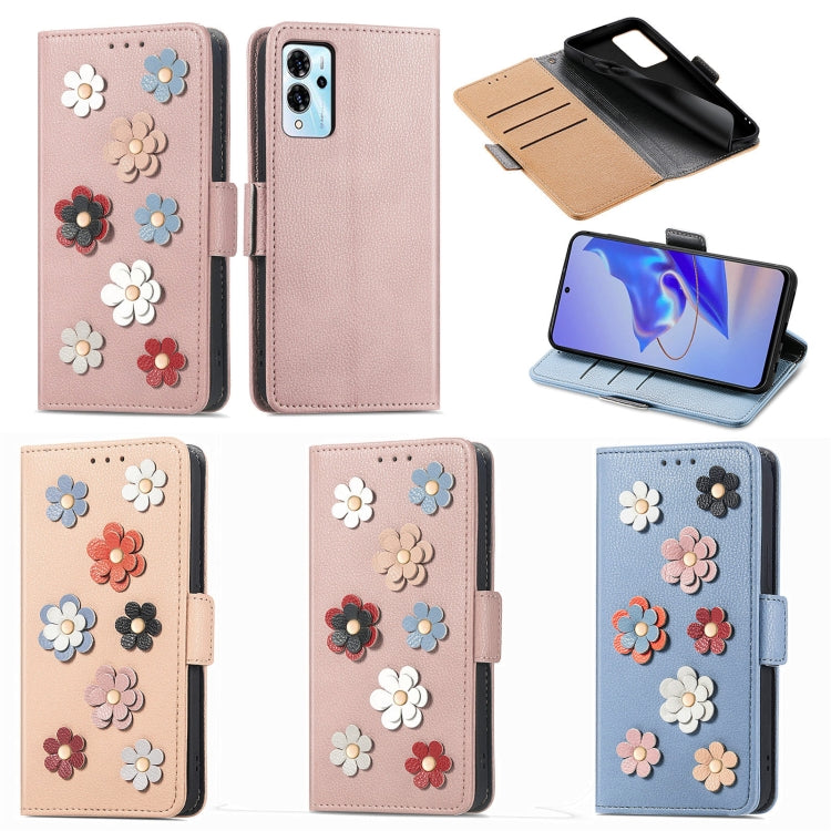 For ZTE Blade V40 Pro Stereoscopic Flowers Leather Phone Case