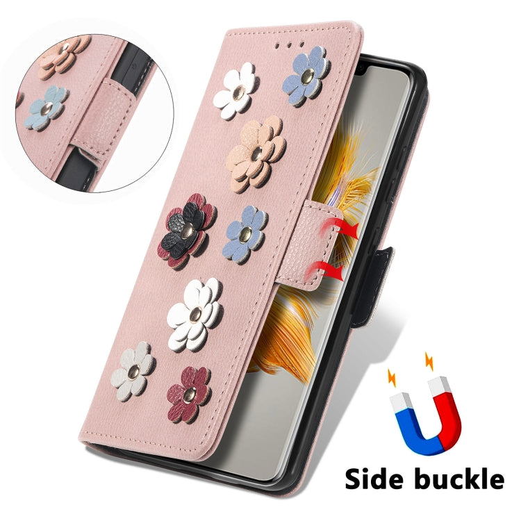For Huawei Mate 50 Pro Stereoscopic Flowers Leather Phone Case