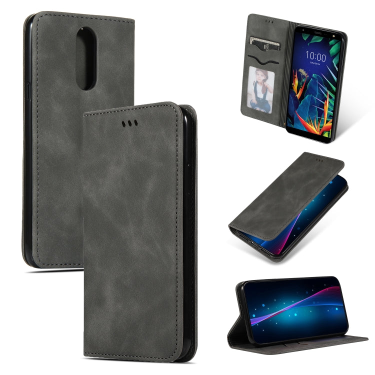 Retro Skin Feel Business Magnetic Horizontal Flip Leather Case for LG K40 / K12 / K12 Plus, with Holder & Card Slots & Photo Frame