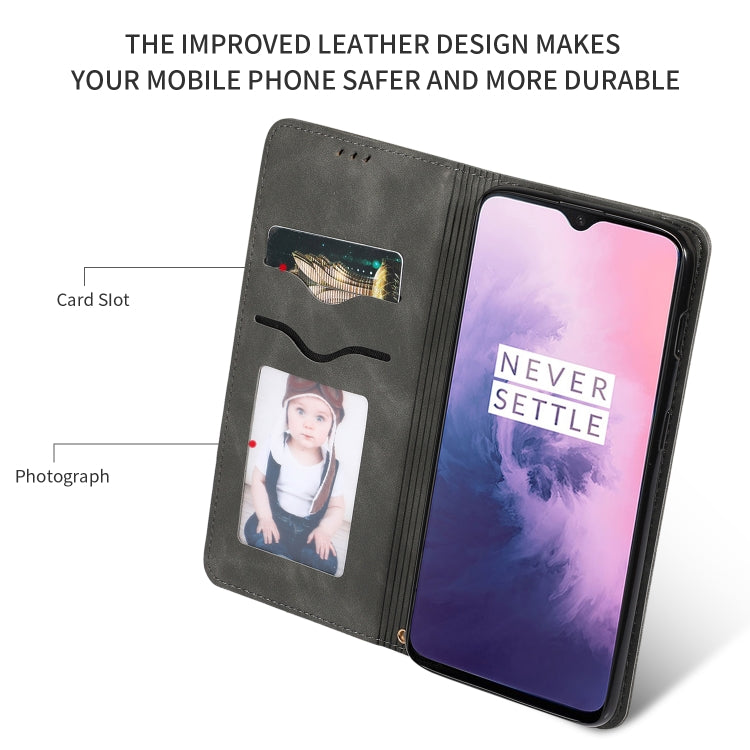 Retro Skin Feel Business Magnetic Horizontal Flip Leather Case for OnePlus 7