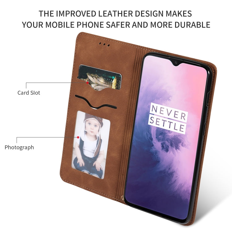 Retro Skin Feel Business Magnetic Horizontal Flip Leather Case for OnePlus 7