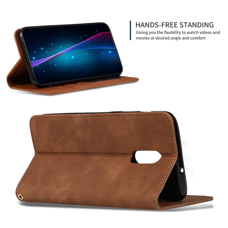 Retro Skin Feel Business Magnetic Horizontal Flip Leather Case for OnePlus 7