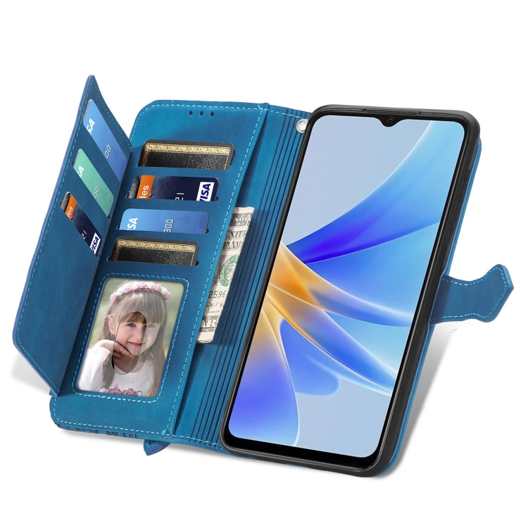 For OPPO A17 Embossed Flower Shockproof Leather Phone Case