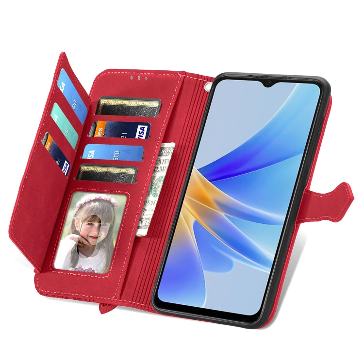 For OPPO A17 Embossed Flower Shockproof Leather Phone Case