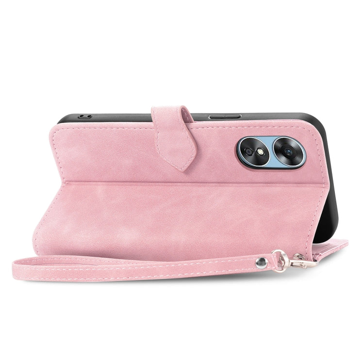 For OPPO A17 Embossed Flower Shockproof Leather Phone Case