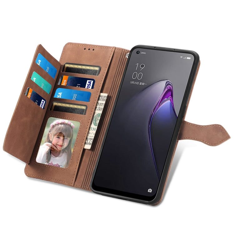 For OPPO Reno8 Embossed Flower Shockproof Leather Phone Case