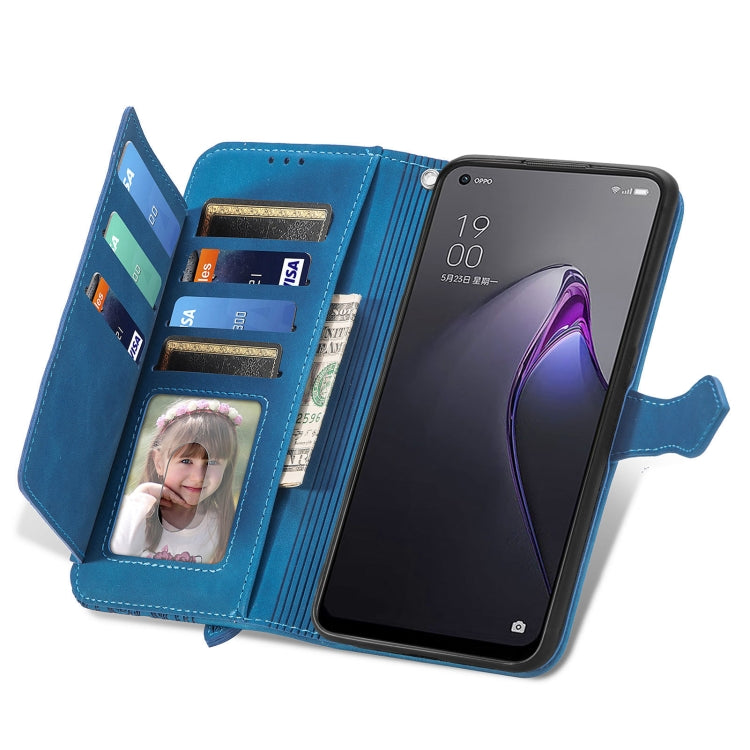 For OPPO Reno8 Embossed Flower Shockproof Leather Phone Case