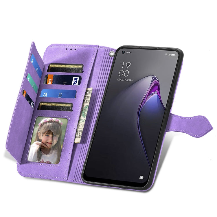 For OPPO Reno8 Embossed Flower Shockproof Leather Phone Case