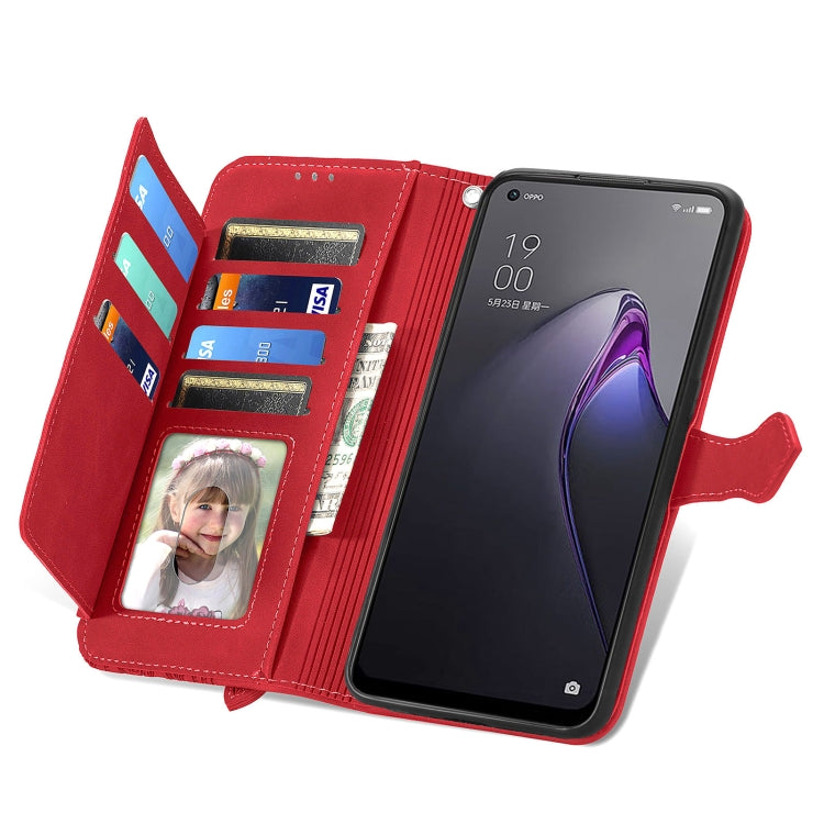 For OPPO Reno8 Embossed Flower Shockproof Leather Phone Case