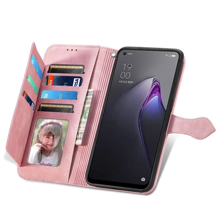 For OPPO Reno8 Embossed Flower Shockproof Leather Phone Case