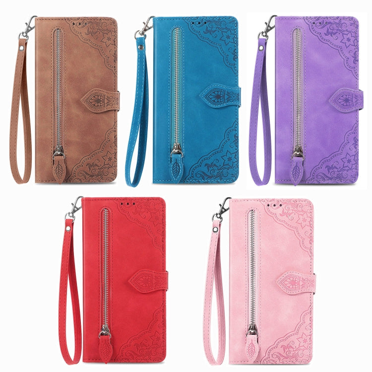 For OPPO Reno8 Embossed Flower Shockproof Leather Phone Case