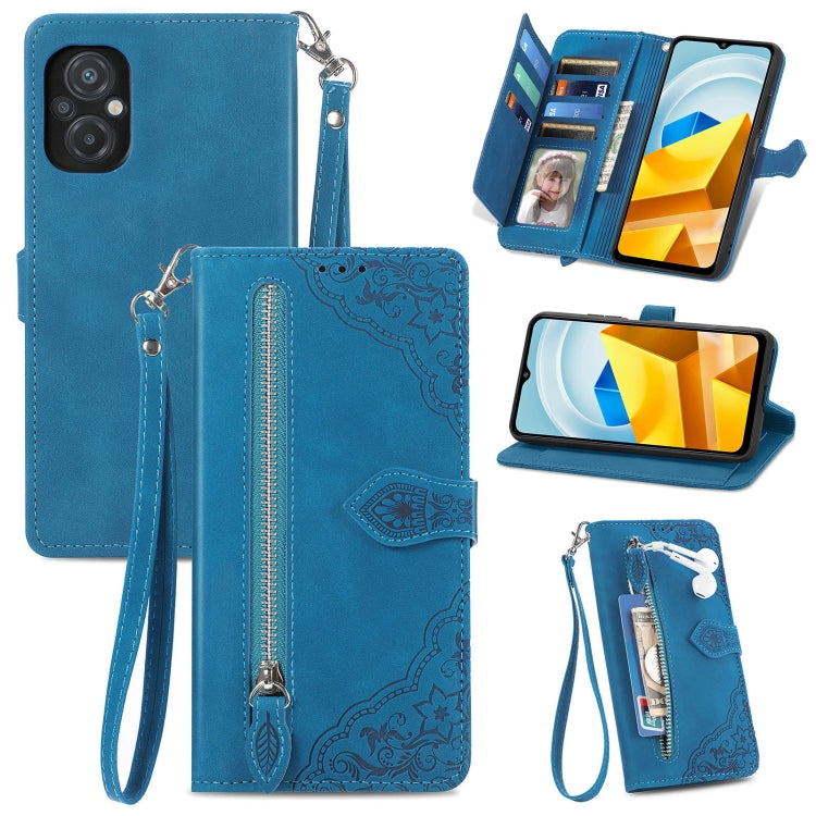 For Xiaomi Poco M5 Embossed Flower Shockproof Leather Phone Case